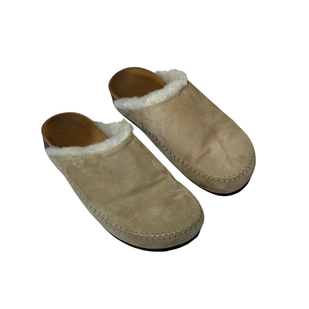 JENNI KAYNE Shearling Suede Mule Clog Slippers Size EU 37 Tan‎ Neutral
